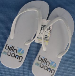 NWT Billabong Flip Flop Sandal White with Logo Graphic Surf 7 8 9