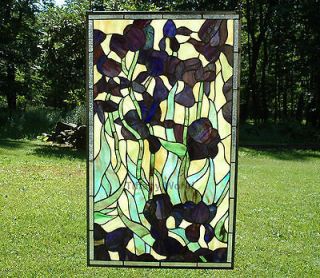 20 x 34 stunning Large stained glass window panel Iris flower