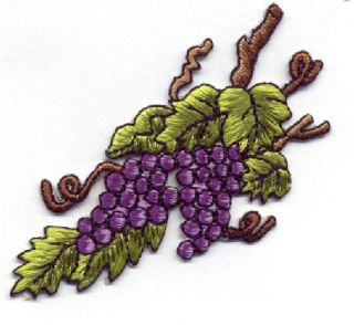 GRAPES DOUBLE BUNCH EMBROIDERED IRON ON APPLIQUE