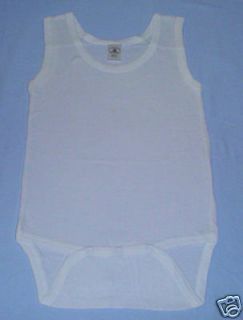   NEW WHITE 6 12M TANK SLEEVELESS ONE PIECE CREEPERS EMBROIDERY BLANK NR