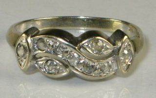   Deco .25ctw Natural Round Cut Diamond 14k W Gold Leafy Band Ring 3g
