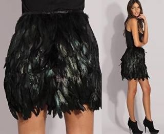 Black rooster coque feather skirt mini length, sizes, RARE