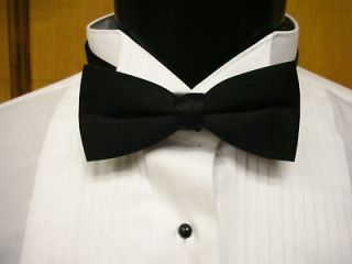 Tuxedo PreTied Black Bow Tie Satin Adjustable Brand New