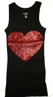 Bling Sparkle HEART T shirt Tee Tank Sequins ALL SIZES