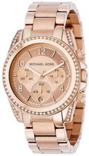   Kors MK5263 Rose Gold Runway Glitz Blair Chronograph Watch 100M