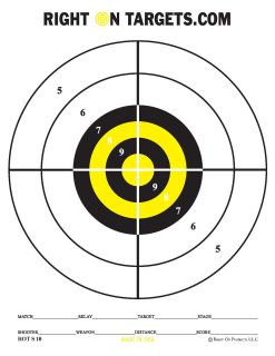 150 BLACK AND YELLOW RINGS Paper Shooting Targets (3   8.5X11 PADS OF 