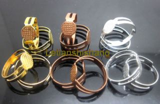   Copper,Gold&Si​lver Plated Adjustable Round RING Blank Base,#R148