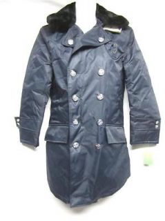 BLAUER Navy Blue Police Security Double Breasted Silver Button Rain 