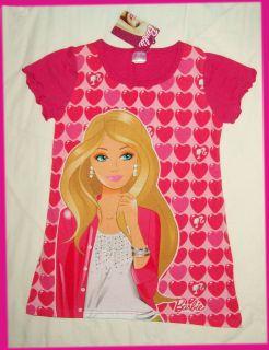 BARBIE Sz 4 6 8 or 10   GIRLS PINK Hearts CASUAL DRESS   NEW 