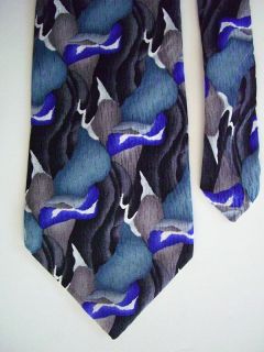 4250 JIMMY VALVANO Abstract Blue Silk Mens Necktie
