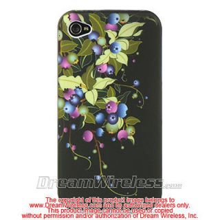 Apple iphone 4 / 4S Black & Blueberry Faceplate Case Phone Cover Skin
