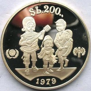 Bolivia 1979 Year of Child 200 Pesos Boliviano Silver Coin,Proof