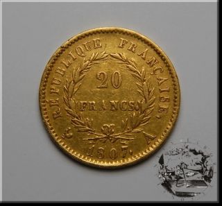 France Napoleon Bonaparte 20 Francs 1807/A Gold Or Oro #144