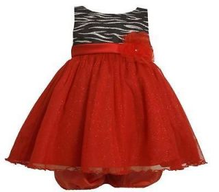 Bonnie Jean Baby Girls Red Glittering Zebra Tulle Pageant Holiday 