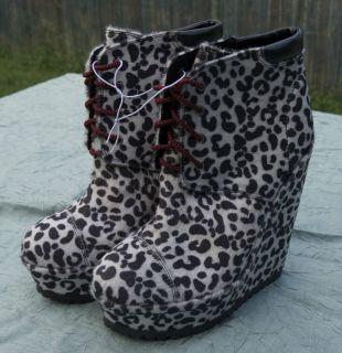 leopard print wedge booties