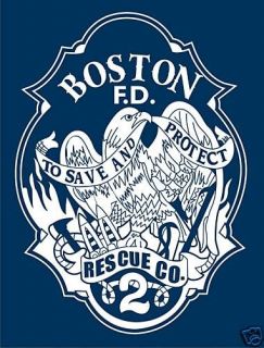 BOSTON FIRE DEPARTMENT RESCUE 2 T SHIRT, FIREFIGHTING