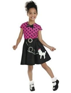   Girl Costume Child 50s Poodle Skirt & Bright Pink w/Black Polka Dots