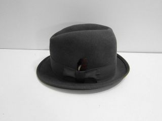 VINTAGE MORFELT FEDORA HAT IN GRAY IN SIZE MEDIUM (POSSIBLE 7 OR 7 1/8 