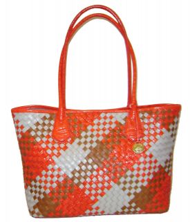 Brahmin Firecracker Sassy Woven Luxe Croco Leather Tote NWT $295