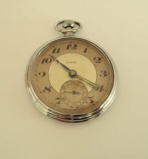 ANTIQUE RARE ANCRE OPEN FACE MENS POCKET WATCH SWISS 1930s # 400