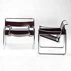 Pair Mid Century MARCEL BREUER Knoll Cordovan Leather WASSILY Chairs