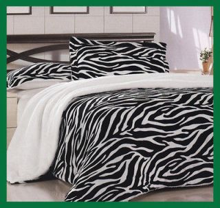 Pcs Zebra Soft Coral Fleece Borrego Blanket Bedspread Full/Queen 
