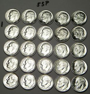 Silver Roosevelt Dimes   150 Brilliant Uncirculated One Roll Each of 