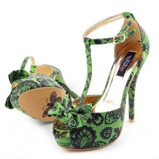 IRON FIST NEW lacey days skull gothic emerald green/black rock SHOES 
