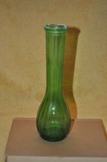   vintage bud flower vases. milk glass green clear. EO Brody PCG