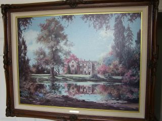 Marty Bell Litho on canvas Lorna Doone Cottage 1986 signed
