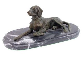 Solid Bronze Vizsla Dog Figurine on Marble