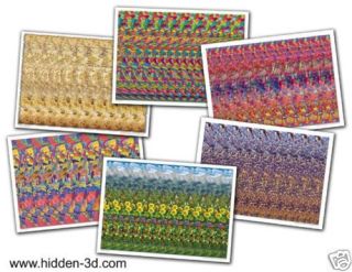 Lot of 6 Stereogram Posters 18x13 Hidden 3D illusion