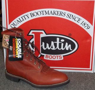 Justin Lace up Leather Brick Caprice Mens Boot Style 412