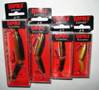 Lot of 4 Rapala Lures Jointed ​(J 11 9 7 5) Shallow Runner