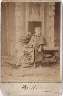 1880s Boy Buggy Whip & Wood Rocking Horse Cabinet Photo