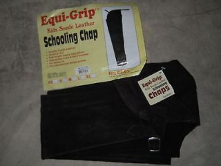   Grip Equitation Kids Schooling Leather ChapsSmallDark BrownNEW