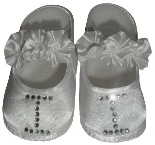 Personalised White Baby Shoes Memory Keepsake   Diamante Rhinestone 