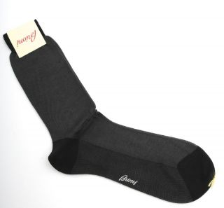 New BRIONI Italy Mens Black Cotton Dress Socks Large 10.5 11 11.5 12 