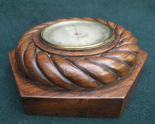 Large Antique Carved Oak Aneroid Barometer, T.Wheeler, London   1917