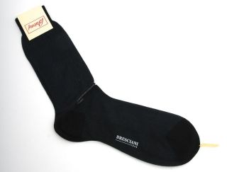 New BRIONI Italy Mens Black & Teal Cotton Dress Socks Large 10.5   12 