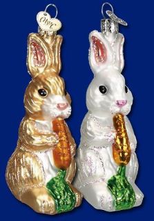 Hungry Bunny (Brown) (12241) Rabbit Old World Christmas Glass 