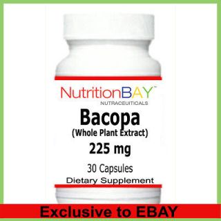 Bacopa Extract, Whole Plant 20% bacosides, Supports Memory, 225 mg, 30 