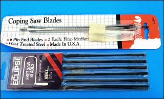 Eclipse Fret Saw Blades and Buck Bros. Coping Saw Blades
