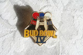 Budweiser & Bud Light, Bud Dry Bud Bowl IV Acrylic Enamel Hat Lapel 