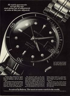 1969 Accutron by Bulova 8x11 print ad ~ DEEP SEA, Tested to 666 Ft