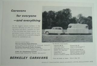 1954 TRAILER BERKELEY TOURING CARAVAN CAMPING AD ADVERT CARAVETTE 