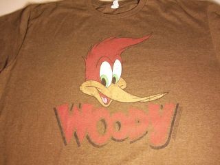 Mens T Shirt woody woodpecker cartoon bird brown size sz xL extra 
