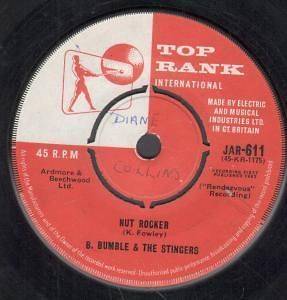 BUMBLE AND THE STINGERS nut rocker 7 b/w nautilus (jar611) writing 