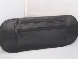 GENUINE LEATHER FANNY PACK SECURED FLAT PASSPORT DOCUMENTS BLACK FREE 
