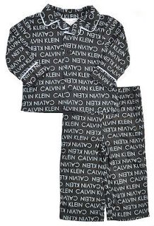 Calvin Klein Infant Boys Black Logo Print 2Pc Pajama Set Size 12M 18M 